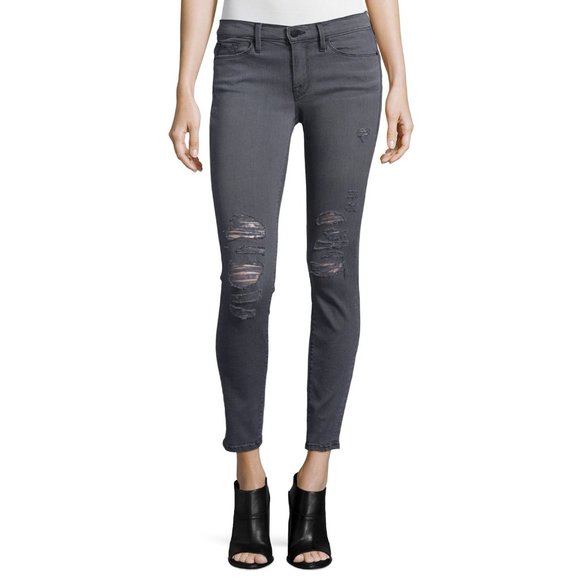 FRAME Le Skinny de Jeanne Gray Distressed Jeans 25 - Picture 1 of 7